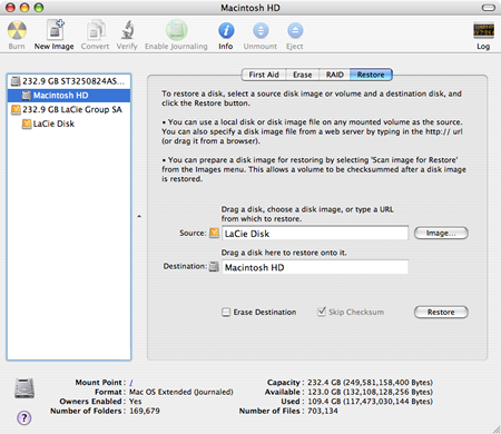 A picture of the Disk Utility application A picture of the Disk Utility application