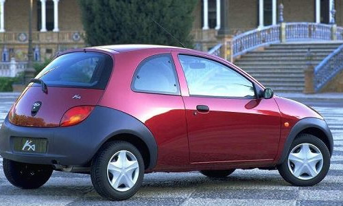 A picture of the rear of a red Ford Ka A picture of the rear of a red Ford Ka